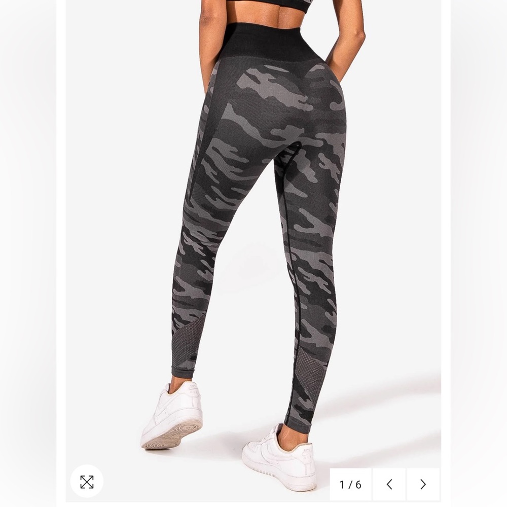Reset Camo High Waisted Seamless Mesh Leggings - Black Camo Small NWT